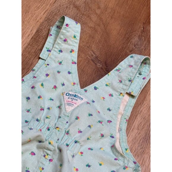 Vintage 90s OshKosh B'Gosh Floral Print Snap Vestbak Overalls USA Size 4T - Picture 7 of 9